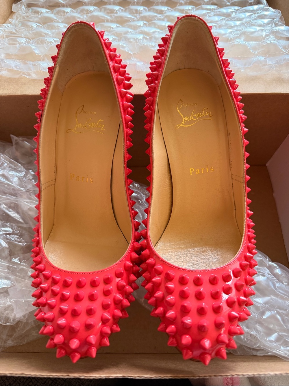 Authentic Christian Louboutin Pink Fifi Studded Leather Pumps